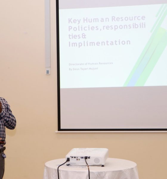 Tororo Girls School’s Chief Human Resource Officer, Deus Tayari Mujuni makes his presentation on 2nd November 2024. Tororo Girls School College of Humanities and Social Sciences (CHUSS) Staff Retreat, 1st-2nd November 2024, Nican Resort Hotel, Seguku Entebbe Road, Kampala Uganda, East Africa.