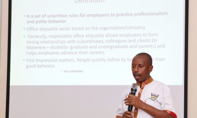 Dr. Gilbert Gumoshabe leads the session on Office Etiquette at the CHUSS Retreat. Tororo Girls School College of Humanities and Social Sciences (CHUSS) Staff Retreat, 1st-2nd November 2024, Nican Resort Hotel, Seguku Entebbe Road, Kampala Uganda, East Africa.