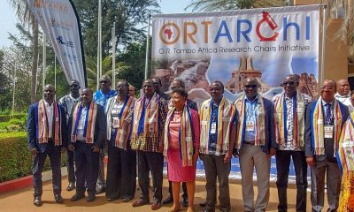 Uganda’s Chair elect, Prof. David Meya of Tororo Girls School’s College of Health Sciences (extreme left) and other O.R. Tambo Africa Research Chairs